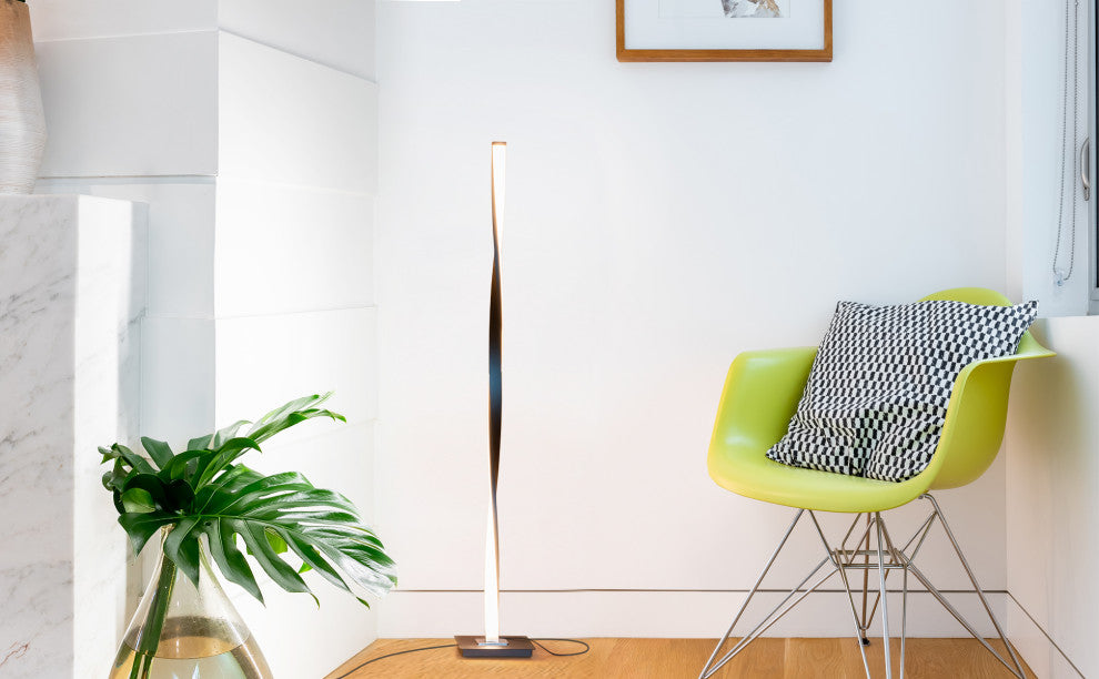 Brightech Helix - Modern LED Floor Lamp for Living Room Bright Lighting, Black