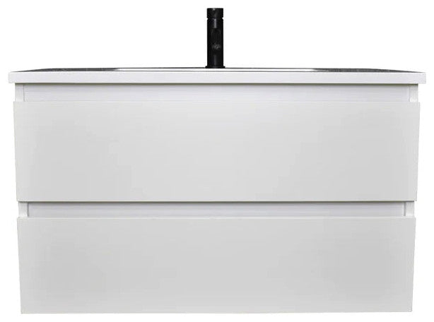 Salt 20Dx36" Floating Bathroom Vanity, Glossy White With Acrylic Top