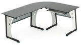 GDF Studio Orion L Shaped Office Desk with Tempered Glass Top