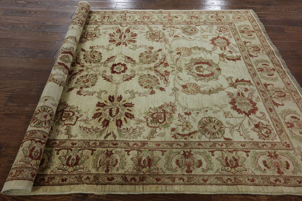 Authentic 6'x9' Oriental Chobi Peshawar Hand Knotted Oushak Style Wool Rug W198