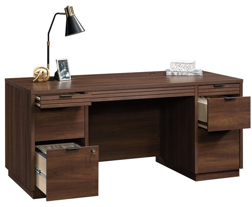 Sauder Englewood Engineered Wood Executive Desk in Spiced Mahogany