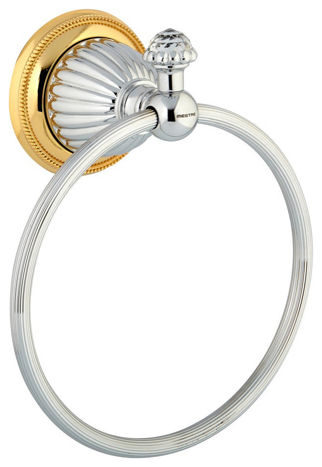 Artica Swarovski towel ring . Luxury towel holder. Hand towel holder, Chrome-Gold