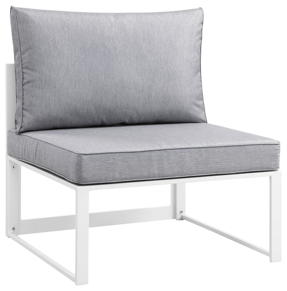 White Gray Fortuna 7-Piece Outdoor Patio Sectional Sofa Set