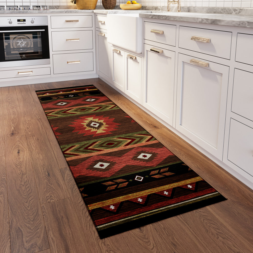 Indoor/Outdoor Phoenix PH3 Chocolate Machine Washable 2'3" x 7'6" Runner Rug