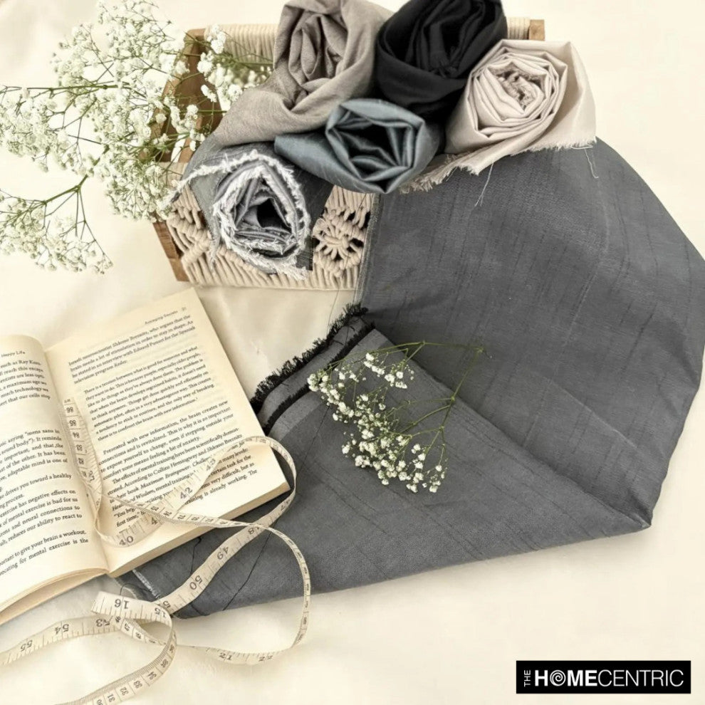 Metallic Warm Silver Art Silk Fabric By The Yard, 7 Yards For Curtain, Dress