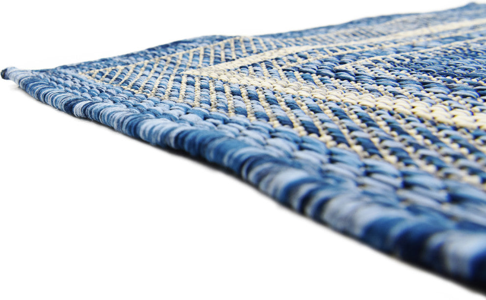 Unique Loom Blue Soft Border Outdoor 2' 0 x 6' 0 Runner Rug