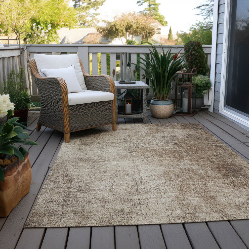 Machine Washable Indoor/Outdoor Chantille ACN1903 Taupe 9' x 12' Rug