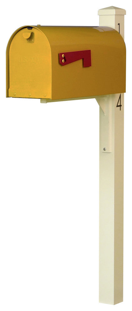 Mid Modern Rigby Curbside Mailbox and Post, Yellow