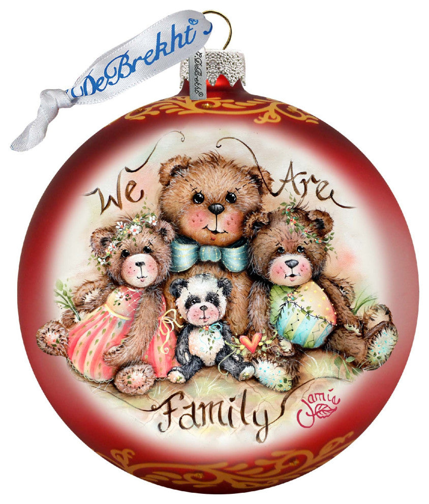 We Are the Family Bears Glass Ornament