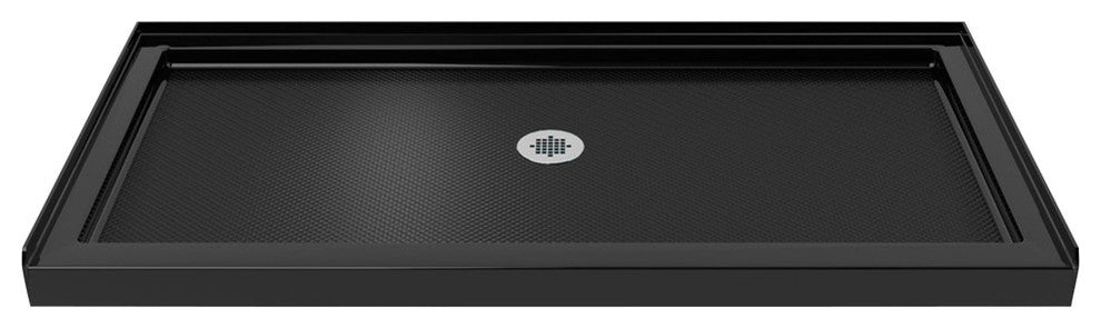 SlimLine 30"x60" Single Threshold Shower Base, Black Finish, Center Drain