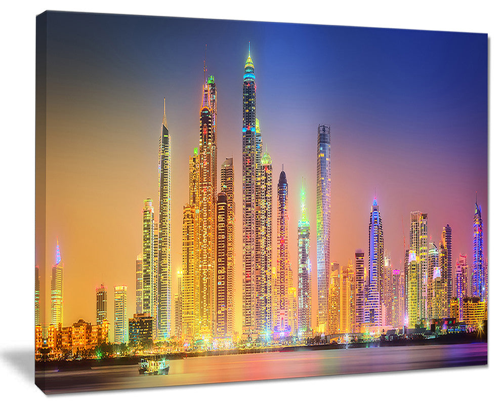 "Dubai Marina Skyscrapers" Cityscape Canvas Print20"x12"