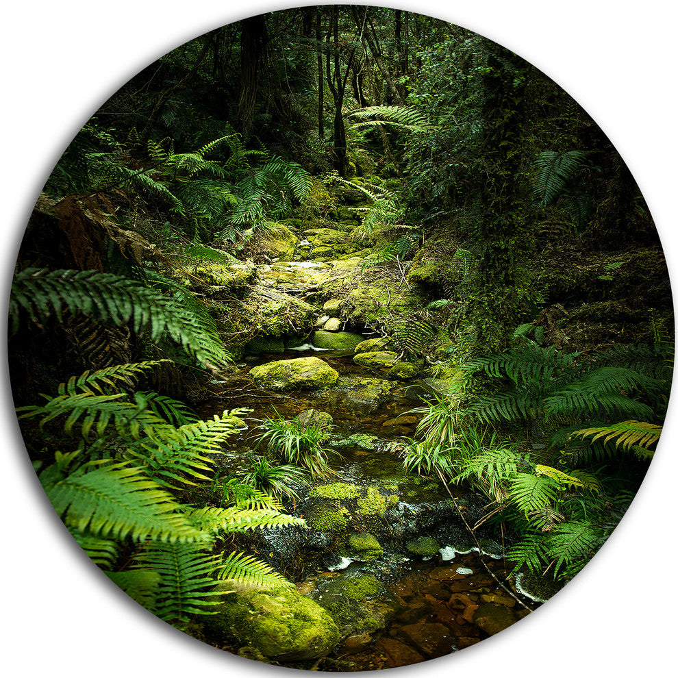 Green Forest Of New Zealand, Landscape Photo Disc Metal Wall Art, 38"