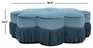 Safavieh Tanith Flower Ottoman, Dusty Blue