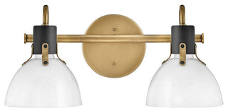 Hinkley Argo 18" Small Two Light Vanity, Heritage Brass with Black Accents