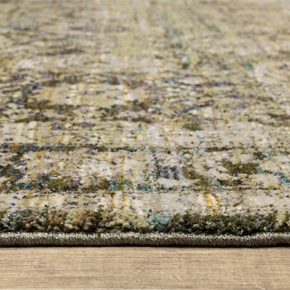 Adeline Distressed Floral Traditions Green and  Multi Area Rug, 2'6"x12'