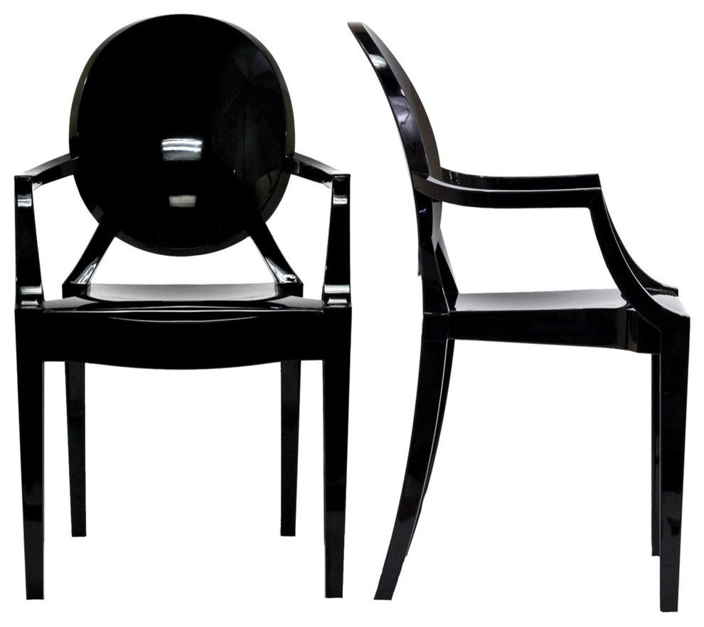 Modern Urban Living Room Clear Dining Armchairs Black Set of 2