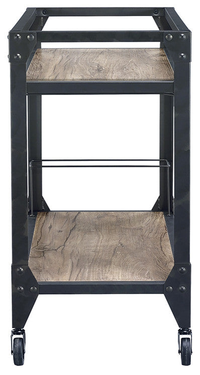 32" X 16" X 31" Black Metal Serving Cart