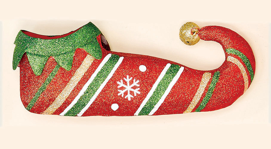 12" Metal Elf Shoes Red