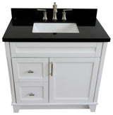 37" Single Sink Vanity, White Finish With Black Galaxy Granite