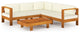 Vidaxl 6 Piece Garden Lounge Set With Cream White Cushions Acacia Wood