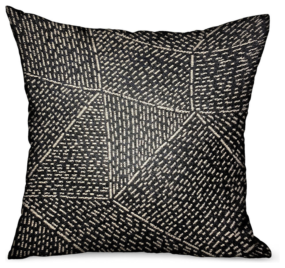 Plutus Onyx Way Gray Geometric Luxury Outdoor/Indoor Throw Pillow, 24"x24"