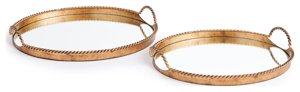 Braiden Decorative Mirrored Trays, Set of 2