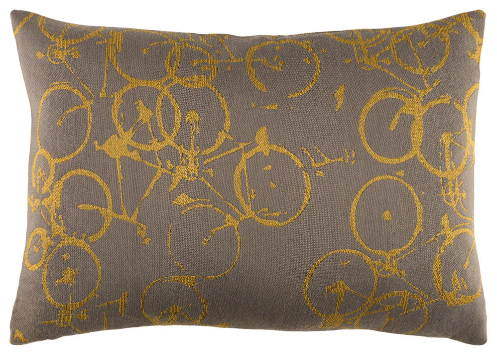 Surya Pedal Power PDP-002 22"x22" Pillow Cover, Bright Yellow/Charcoal