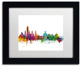 "Albany, New York Skyline" Matted Framed Canvas Art by Michael Tompsett