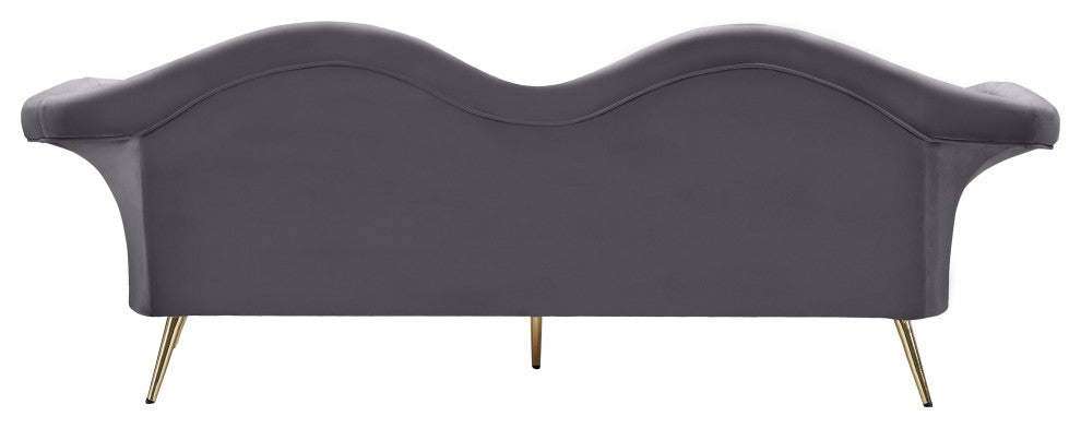 Lips Velvet Upholstered Sofa, Gray