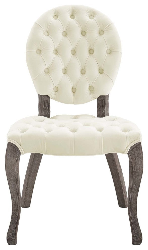 Ivory Exhibit French Vintage Dining Performance Velvet Side Chair