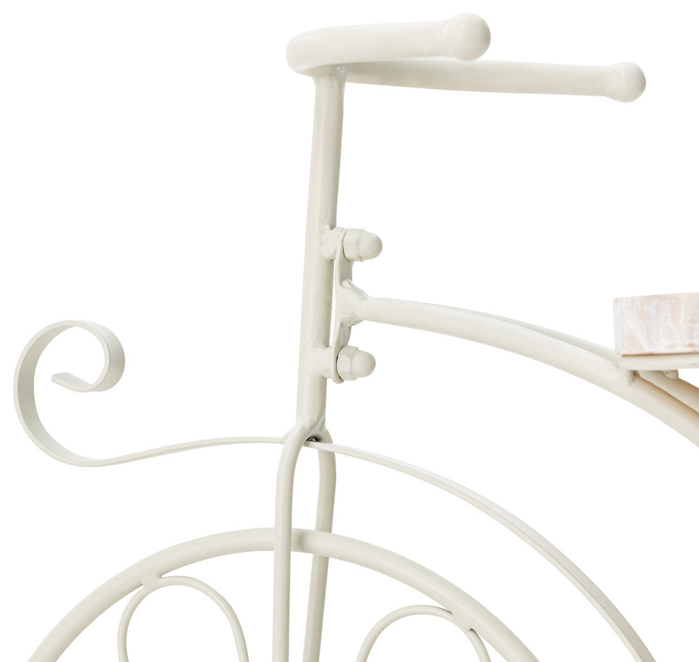 24"L Metal Tricycle Planter Stand, White
