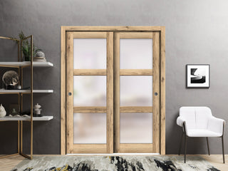 Sliding Closet Bypass Doors 56 x 96 | Lucia 2552 Oak