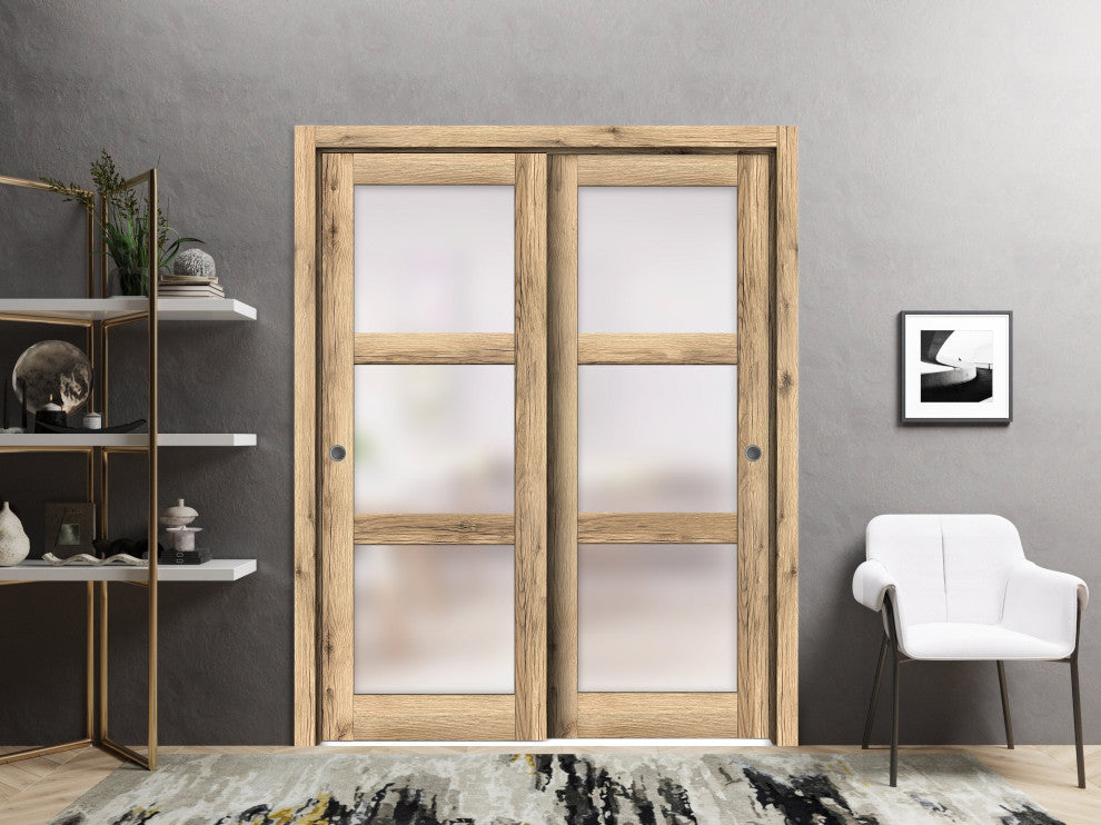 Sliding Closet Bypass Doors 56 x 96 | Lucia 2552 Oak