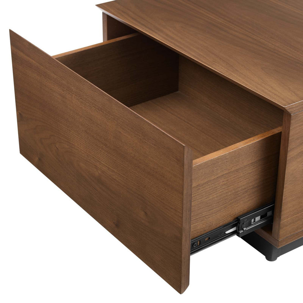 Queen Bed Nightstand Set, Queen Size, Wood, Brown Walnut, Modern Farmhouse