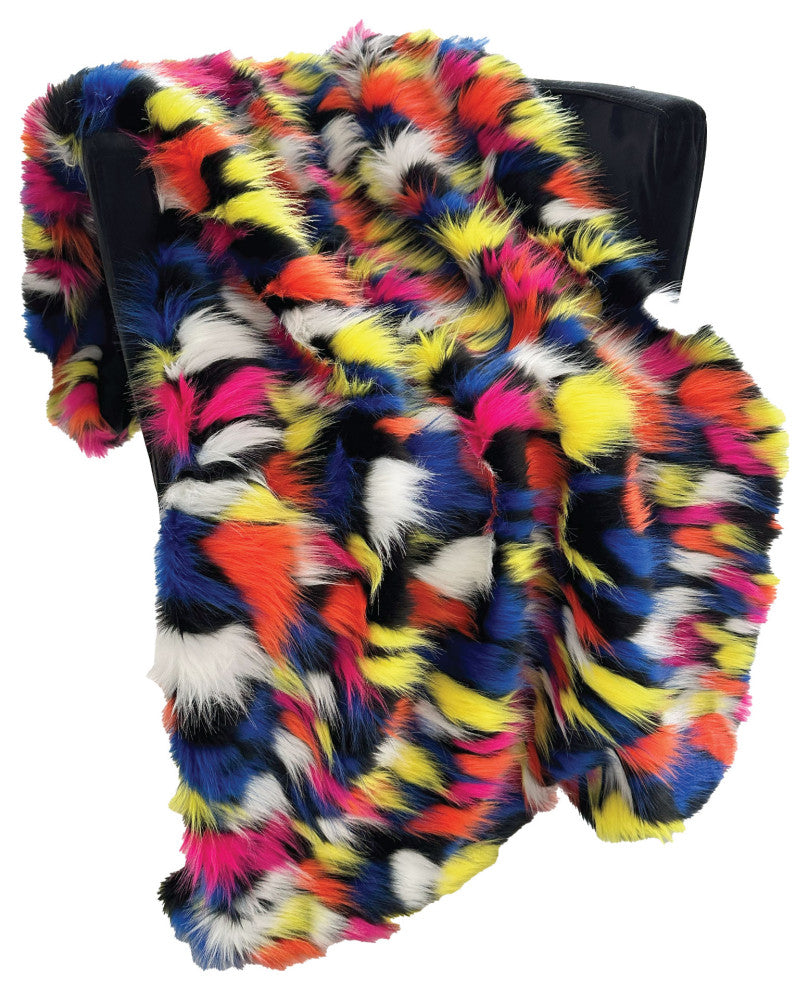 Plutus Purple Yellow Black Amazonian Bird Faux Fur Luxury Throw Blanket, 96"x110"