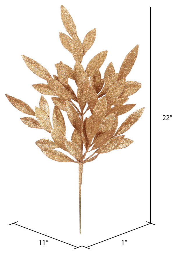 Vickerman L148228 22" Copper Glitter Bay Leaf Artificial Christmas Spray