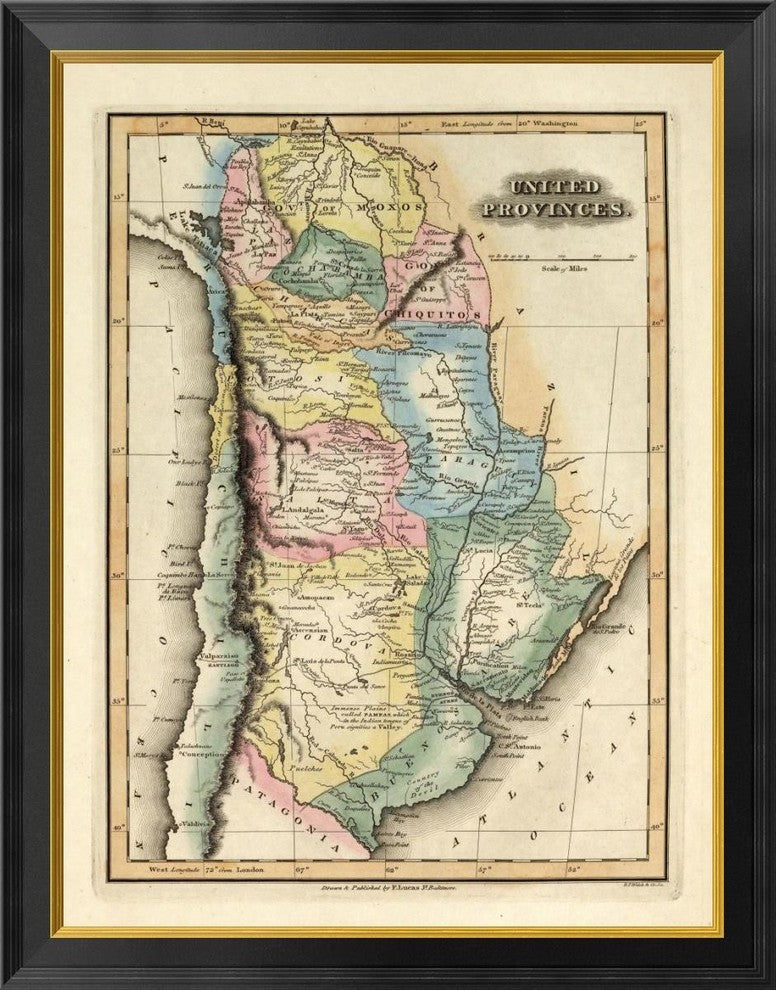 "United Provinces, 1823" Framed Canvas Giclee by Fielding Lucas, 27x34"