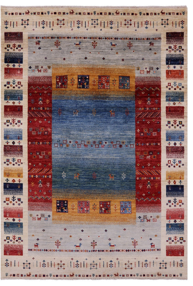 Persian Tribal Gabbeh Handmade Wool Rug 5' 6" X 7' 10" - Q12666