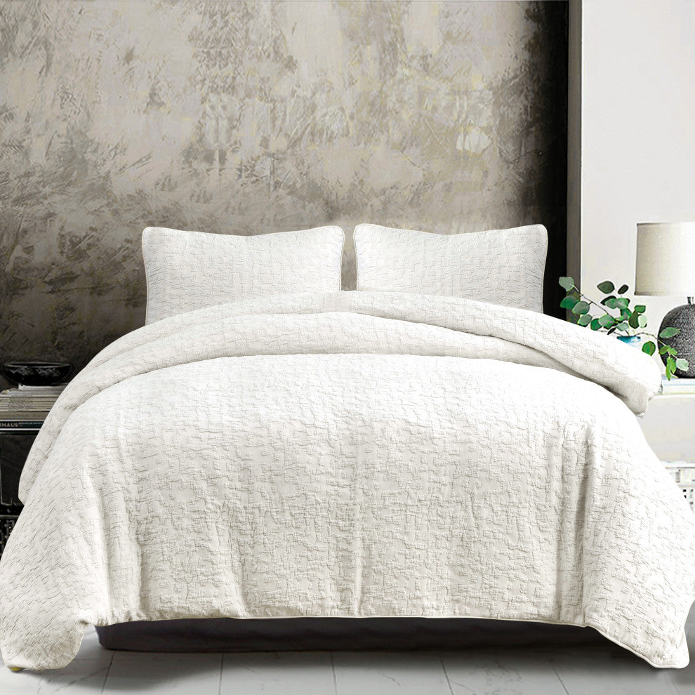 Porto Metalasse Duvet Set, 3 Piece, Vintage White, King