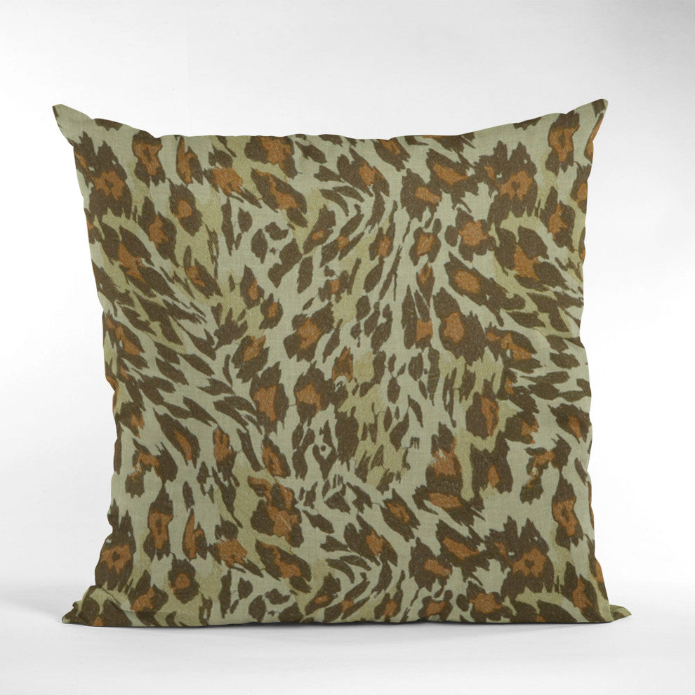 Safari Cheetah Embroidery Luxury Throw Pillow, Double sided 22"x22"