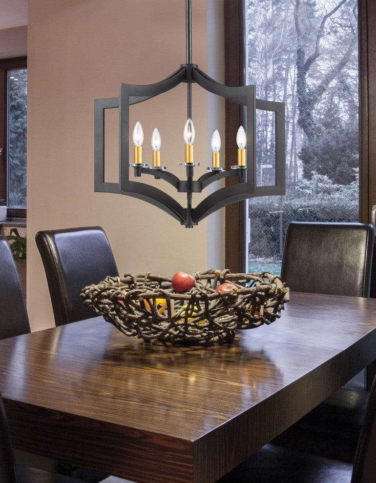 Zander 5 Light Pendant, Bronze