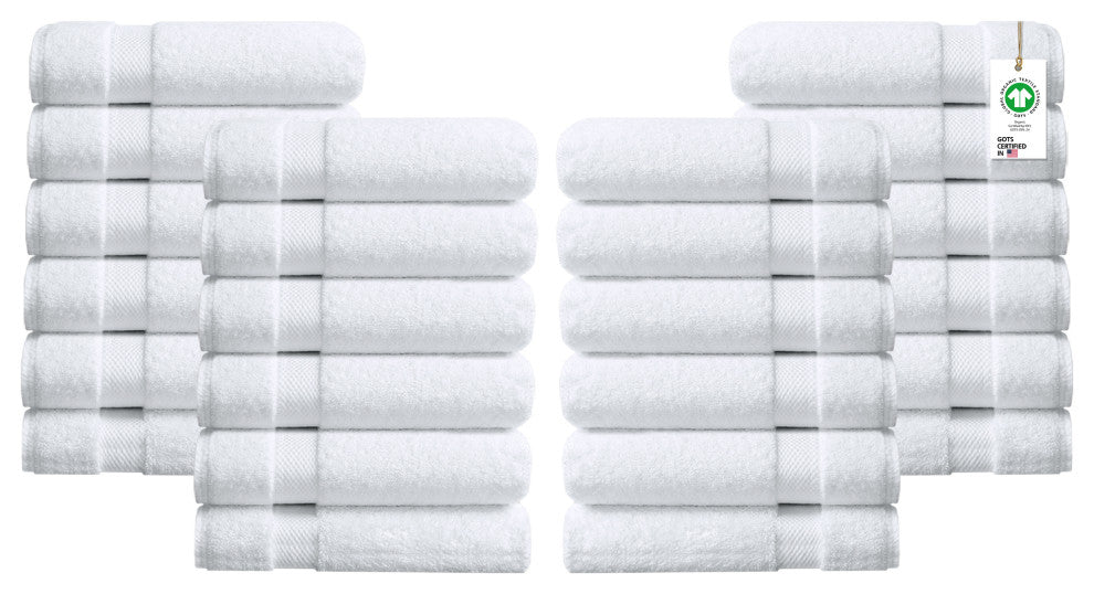 Delara Washcloths Set 100% Organic Cotton, GOTS Certified Absorbent, White, 24 Pack