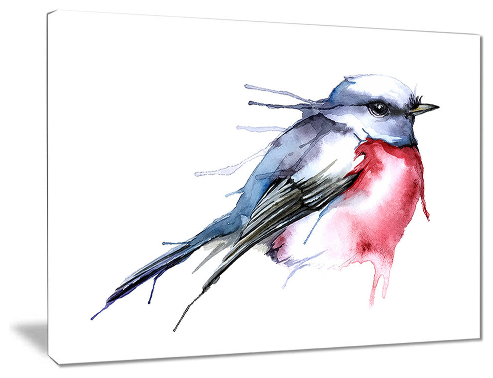 "Bird in Blue and Red" Canvas Print, 40"x30"