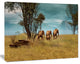 African Elephants Panorama, African Canvas Art Print, 40"x30"