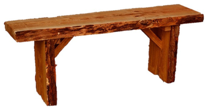 Live Edge Locust Wildwood Bench, Cedar Stain, 4 Foot