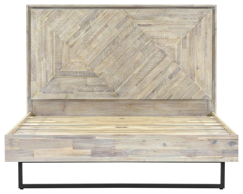 Peridot King Platform Bed Frame, Natural Acacia Wood