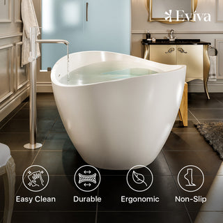 Eviva Cloud 63" Matte White Oval Solid Surface Freestanding Bathtub
