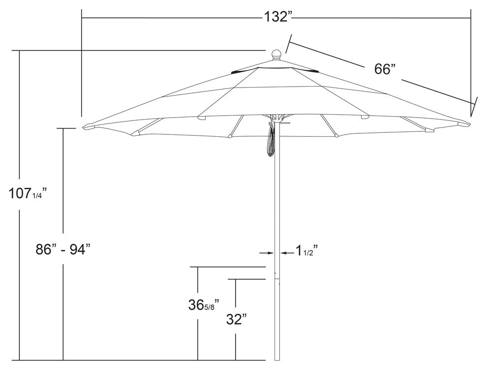 Fiberglass Umbrella White, Wheat