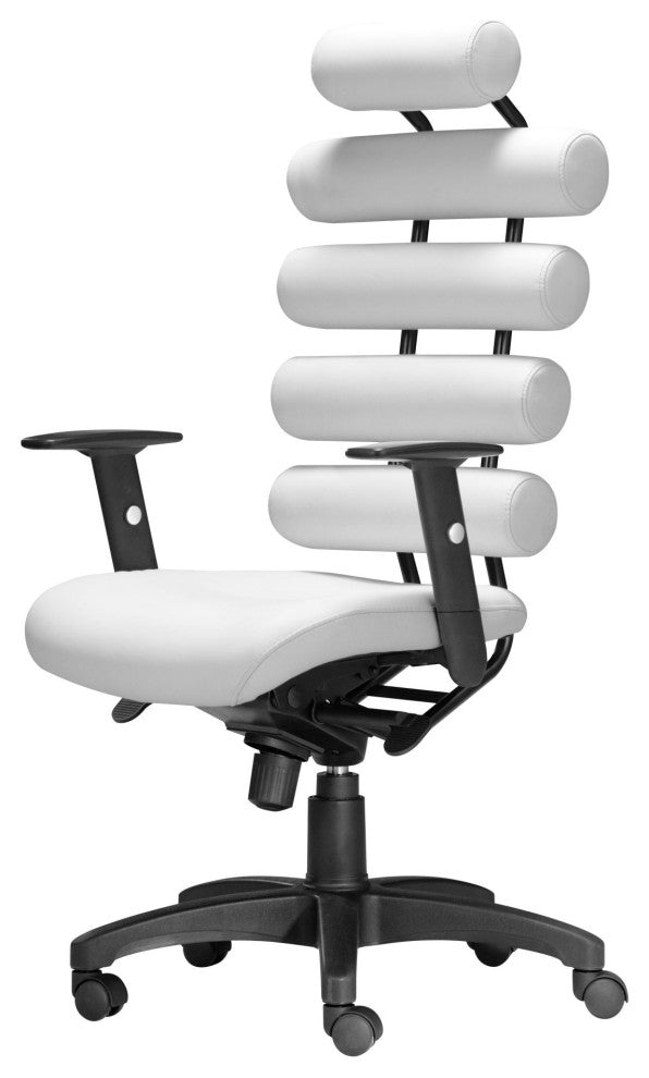 Computer Chair, Faux Vinyl Leather, Steel, White, Black, Home Business Office