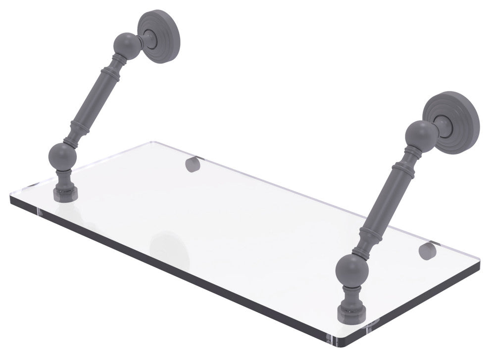 Waverly Place 18" Floating Glass Shelf, Matte Gray